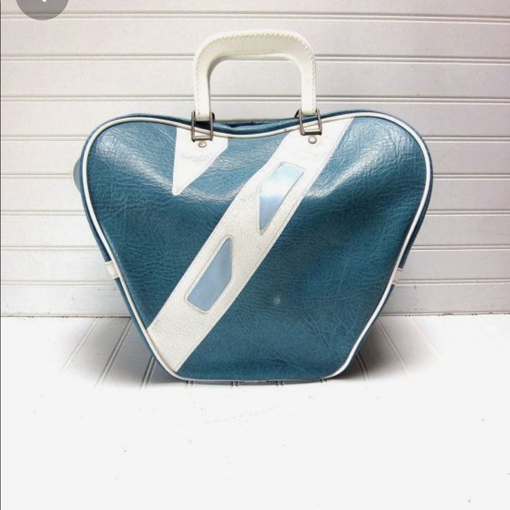 1960/1970 vintage blue bowling bag ladies carry-on